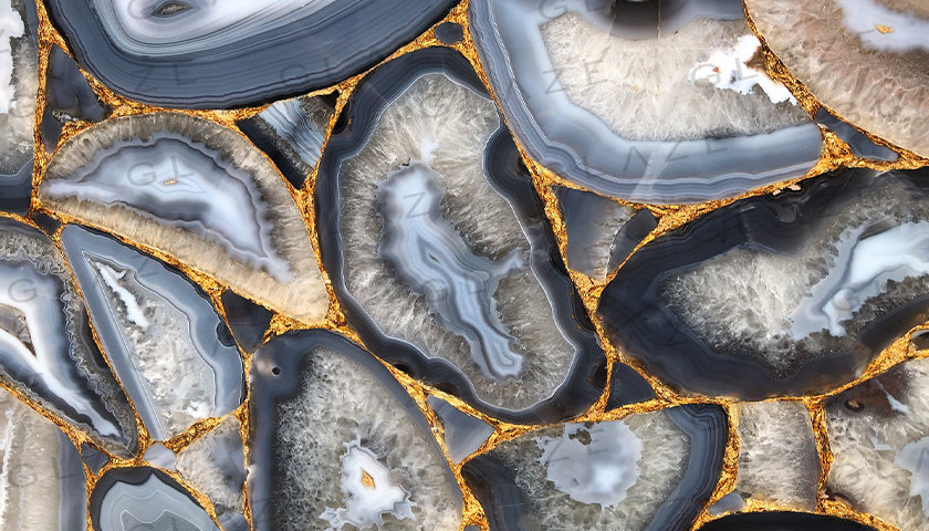Precious Stone AGATE Natural with Gold