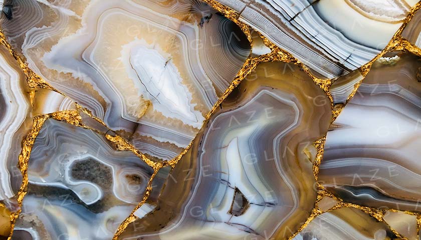 Precious Stone AGATE Rubane with Gold